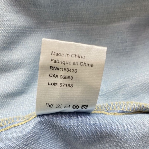 Elan Cotton Denim Tiered Shirt Dress XS Button Front A Line Puff Sleeve Blue - Picture 7 of 8